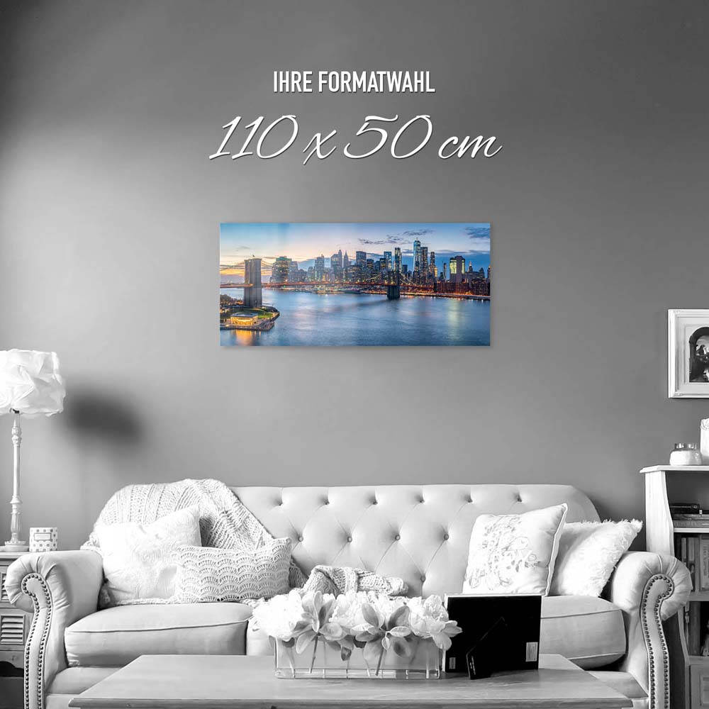 Acrylglasbild Skyline, Brooklyn Brigde Night, 110x50cm groß