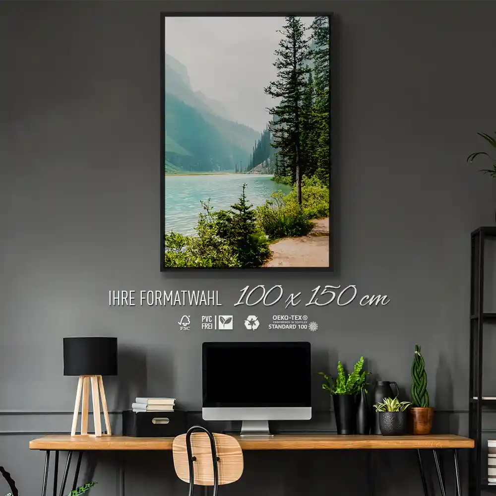 Flüsse & Seen Banff National Park Kanada im Hochformat 100x150cm mit schwarzen Bilderrahmen