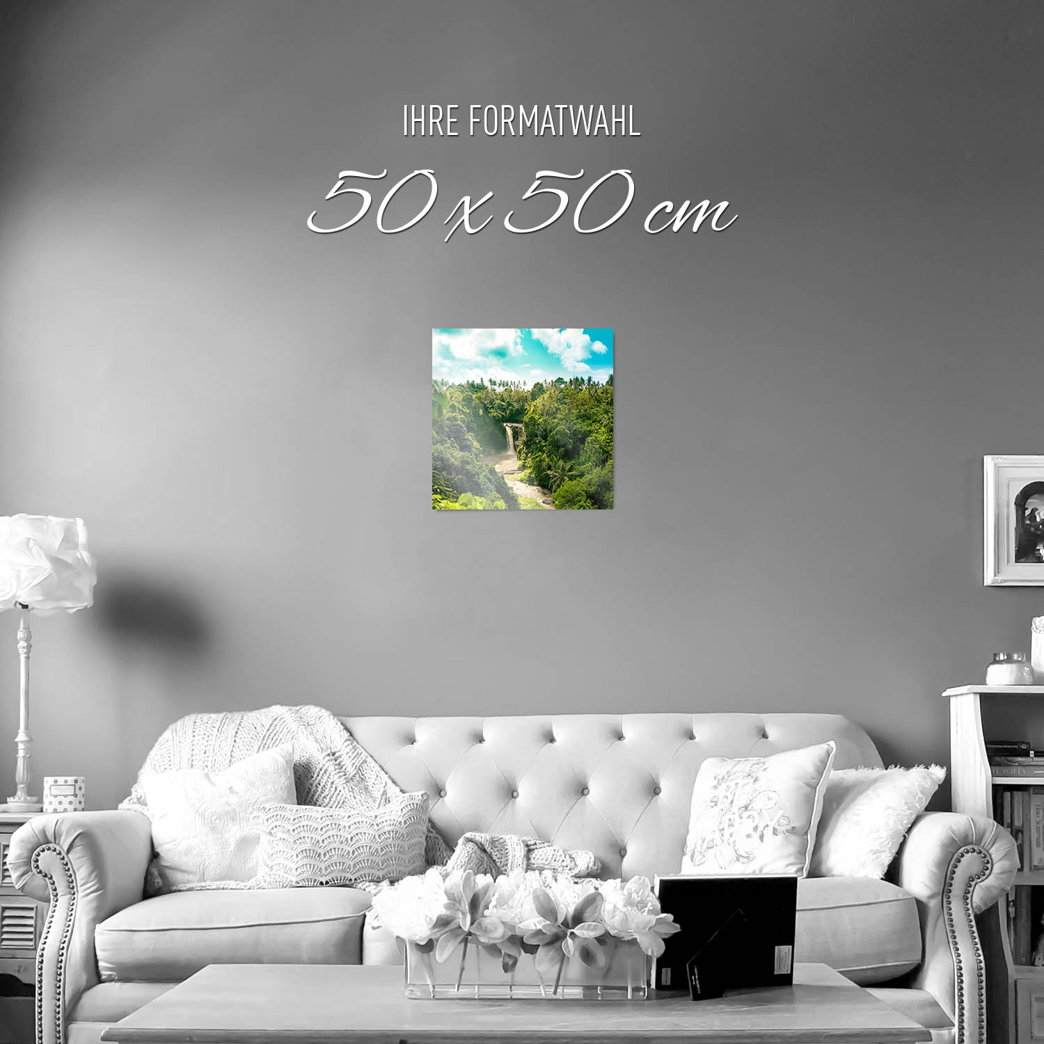 WandPoster Dschungel Wasserfallpanorama, 50x50cm
