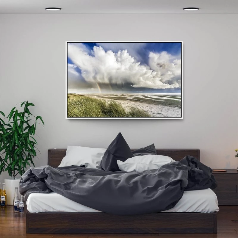 Strand & Meer Wattenmeer Nordsee im weißen Bilderrahmen, 150x100cm