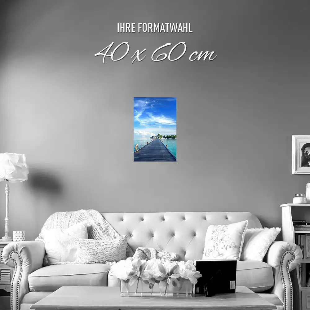 Poster 40x60cm im Hochformat, Steg zur Insel Strand & Meer