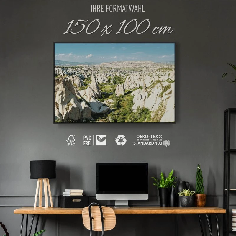 Berge & Gebirge Kappadokien Türkei im schwarzen Bilderrahmen, 150x100cm