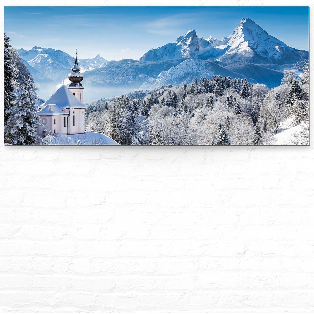 Berge & Gebirge Winter in den Alpen als Acrylglasverbund Bild 110x50cm