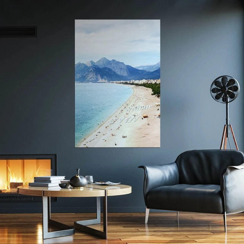 Poster 40x60cm im Hochformat, Türkei Antalya Strand Berge & Gebirge