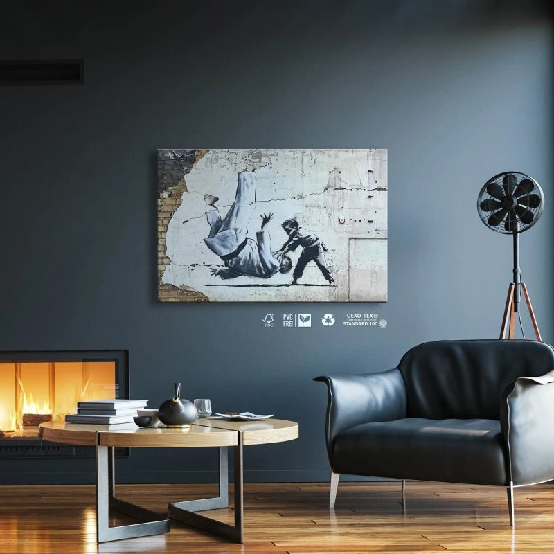 Leinwandbild Ukraine Judo, Banksy 90x60cm
