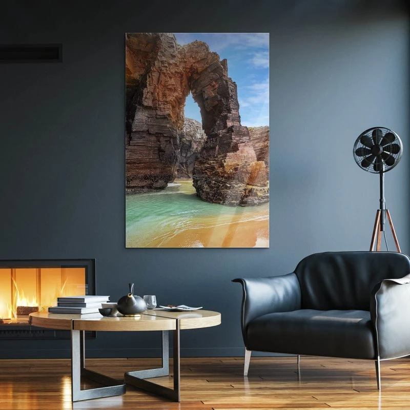 Strand & Meer im Hochformat, Playa de las Catedrales als Acrylglas Bild 40x60cm