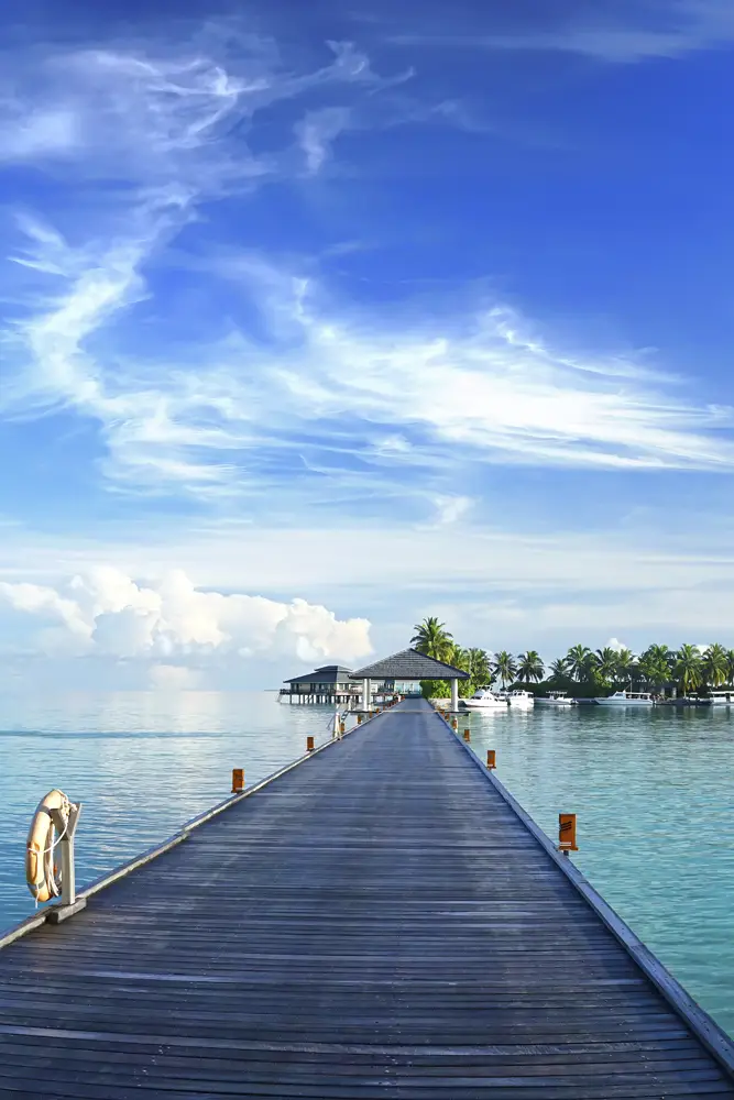 Poster 40x60cm im Hochformat, Steg zur Insel Strand & Meer