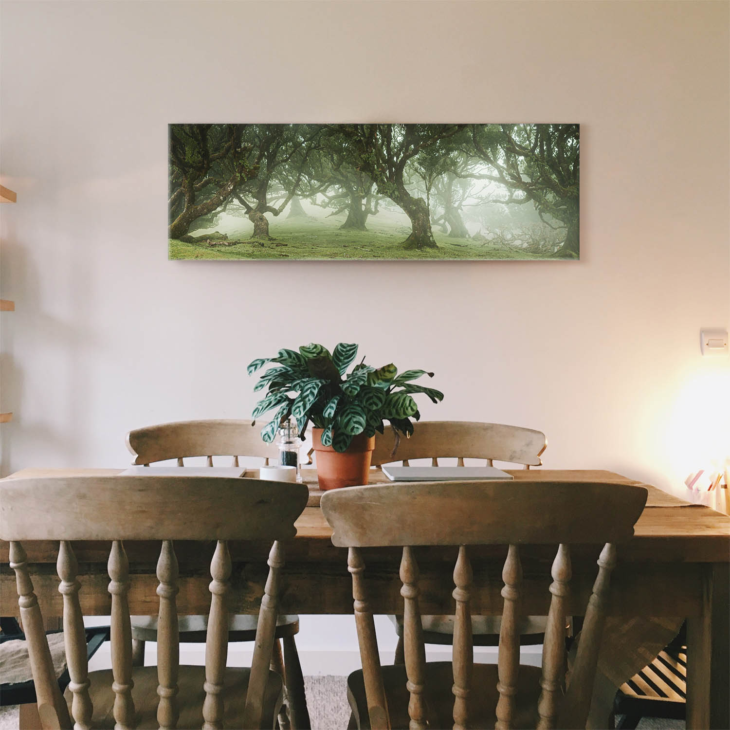 Keilrahmenbild 150x50cm, Wald & Bäume Nebel Gestalten