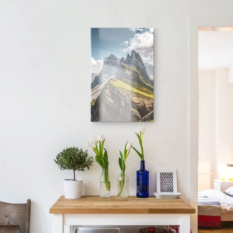 Berge & Gebirge im XXL Hochformat, Dolomiten Geisslergruppe als Acrylglasbild 100x150cm