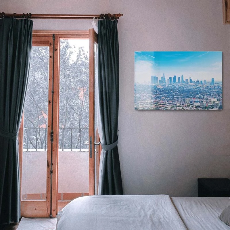 Skyline Los Angeles Panorama als Acrylglasverbund Bild 50x50cm