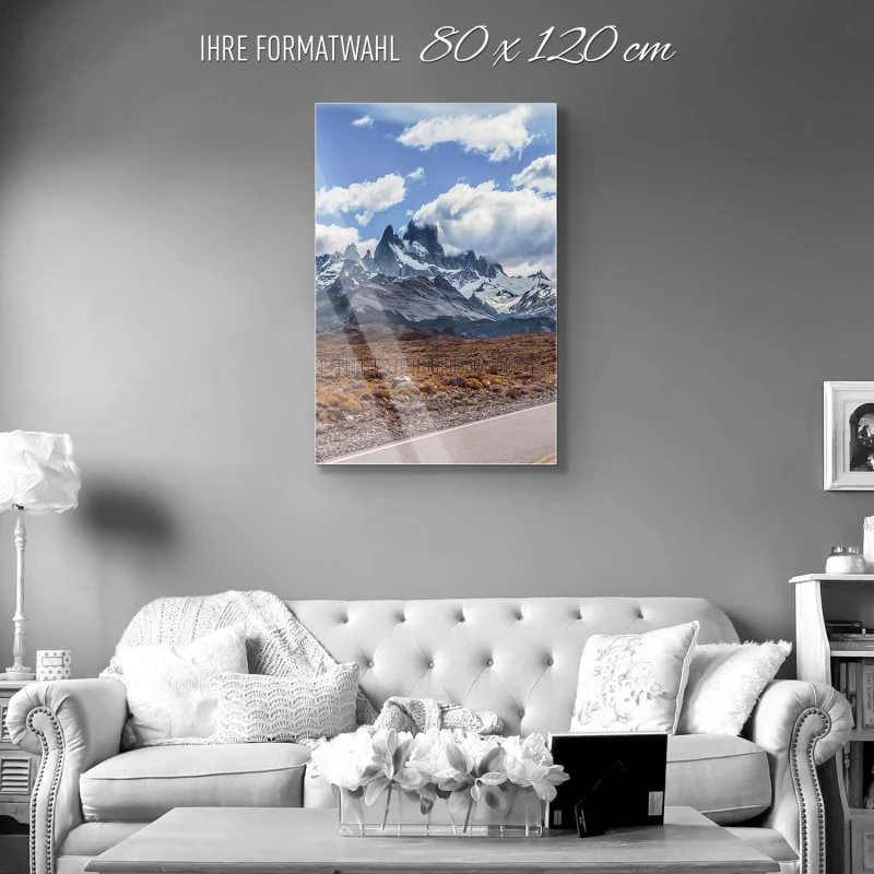 Hochformat Acrylglasverbund Bild, Berge & Gebirge Fitz Roy in 80x120cm größe