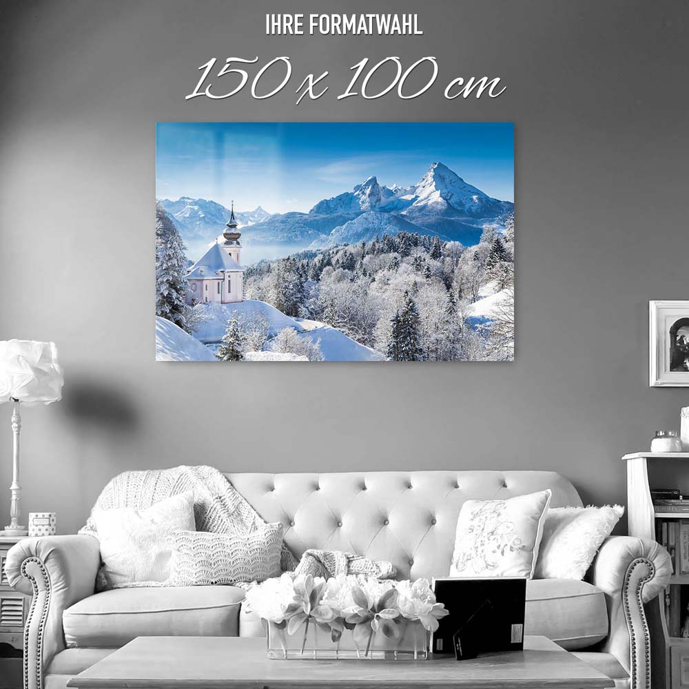 Berge & Gebirge Winter in den Alpen als XXL Acrylglasbild 150x100cm