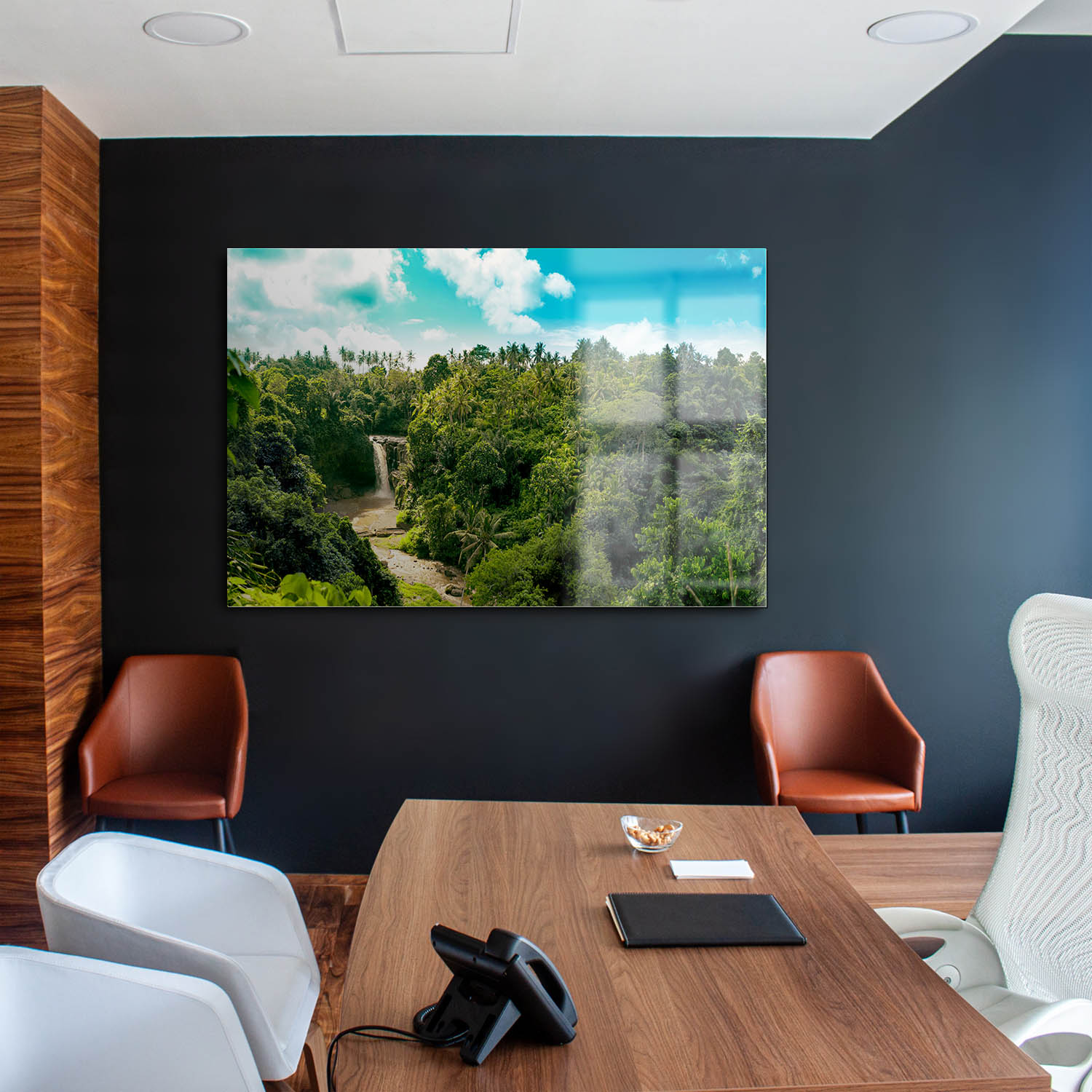 Dschungel Wasserfallpanorama als Acrylglasverbund Bild 180x90cm
