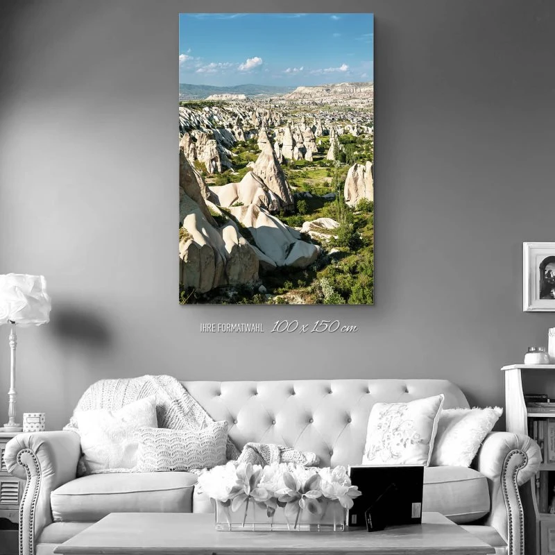 XXL Berge & Gebirge Alu-Dibond Bild im Hochformat 100x150cm, Motiv Kappadokien Türkei