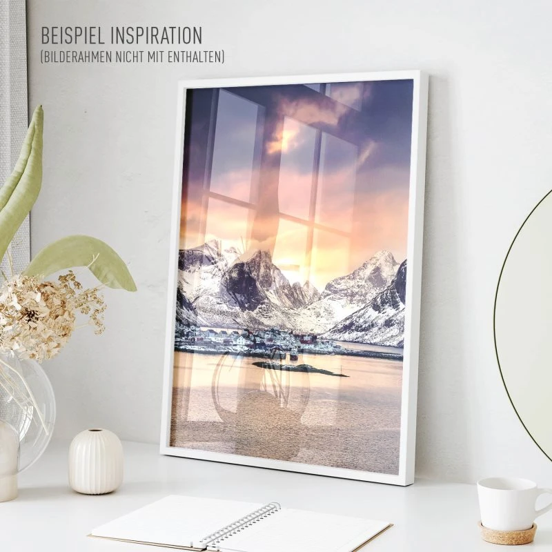 Poster 40x60cm im Hochformat, Winter in Norwegen Berge & Gebirge