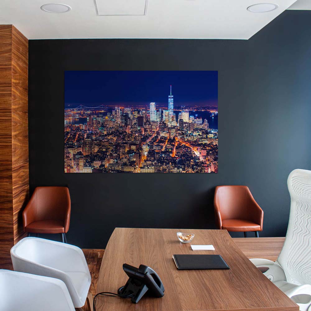 Poster Manhatten bei Nacht Skyline, 100x75cm groß