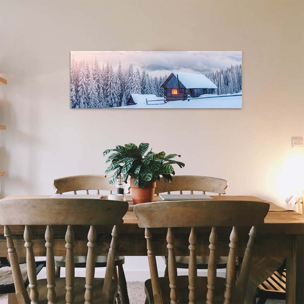 Alu-Dibond Bild Winterhütte, Berge & Gebirge, 100x75cm groß