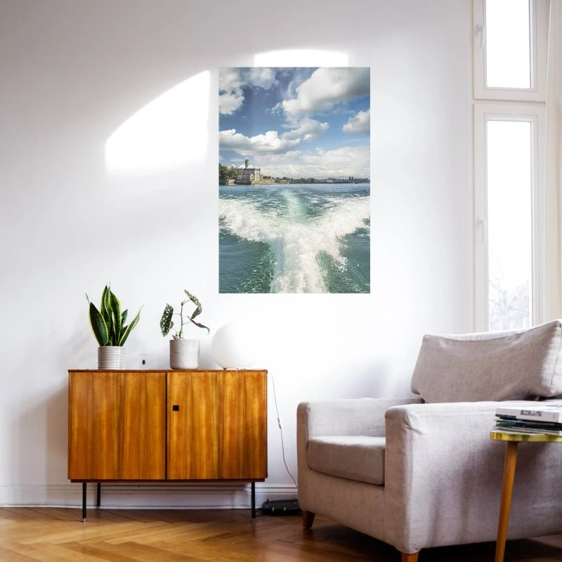 Poster 40x60cm im Hochformat, Bootsfahrt Bodensee Flüsse & Seen