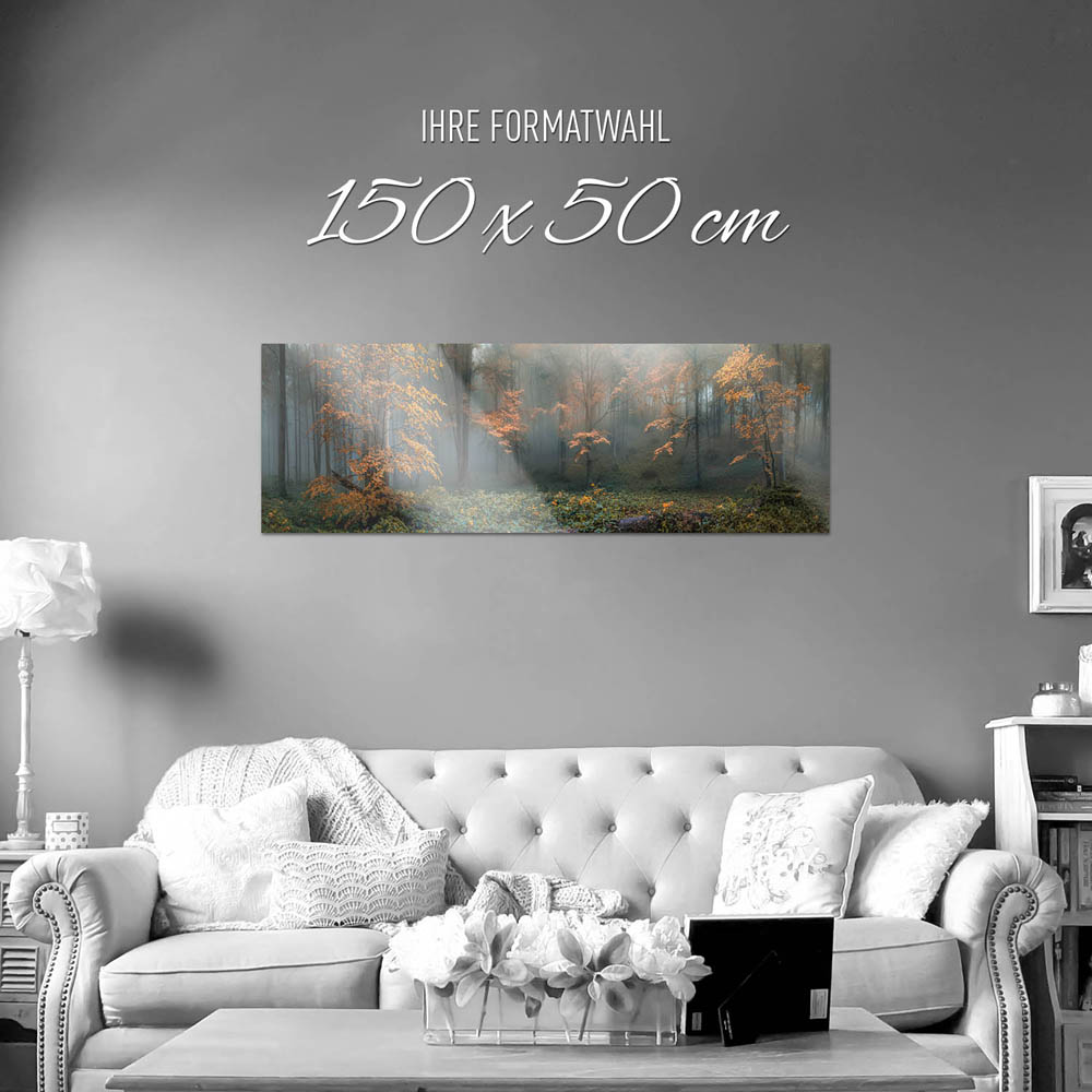 Panorama WandPoster 150x50cm Herbstidylle, Wald
