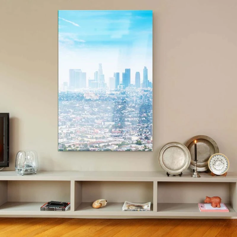 Skyline im Hochformat, 100x150cm Los Angeles Panorama als XXL Acrylglasverbund Bild