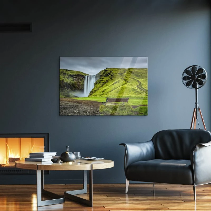 Berge & Gebirge Skogafoss Wasserfall Island als Acrylglasverbund Bild 150x100cm