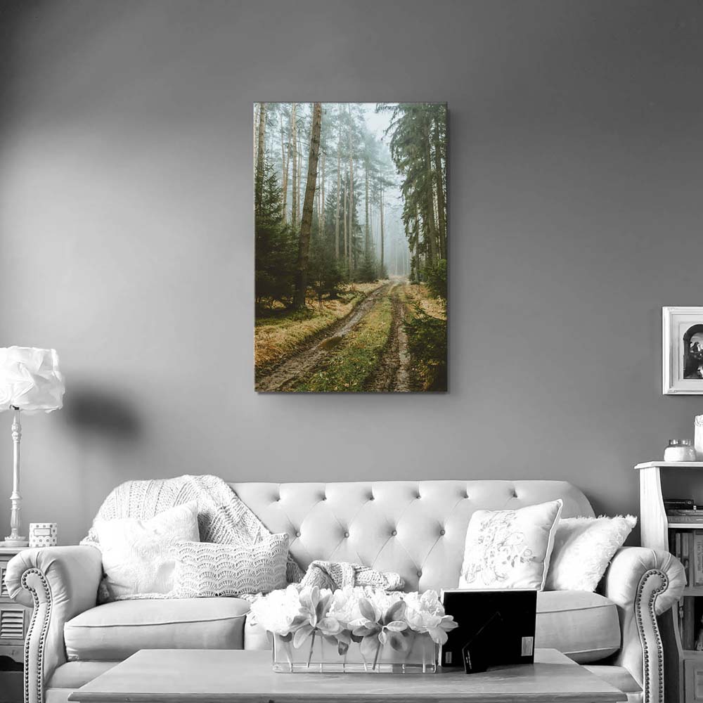 Keilrahmen Bild XXL Hochformat Wald Spaziergang 80x120cm groß