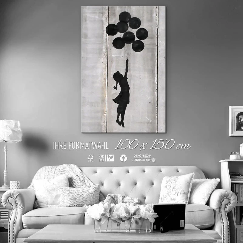 Leinwandbild Hochformat XXL 100x150cm, Banksy Girl with ballons