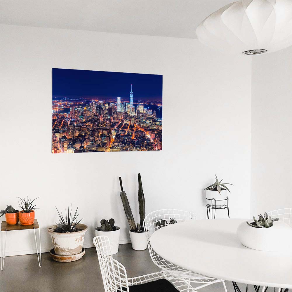 Poster Manhatten bei Nacht Skyline, 100x75cm groß