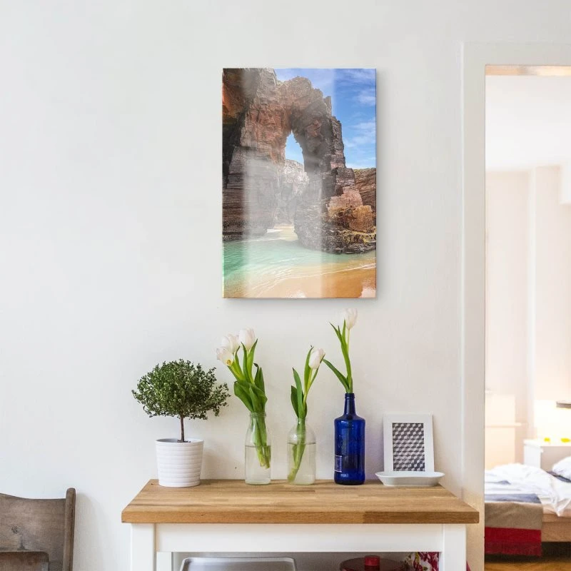 Strand & Meer im Hochformat, Playa de las Catedrales als Acrylglas Bild 40x60cm
