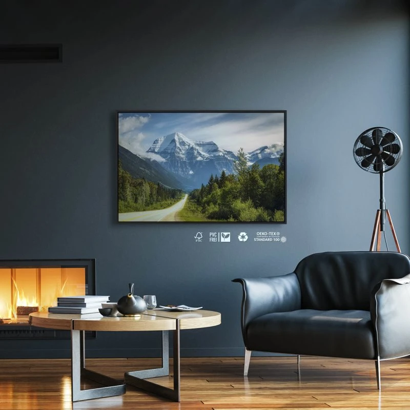 Berge & Gebirge Mount Robson Kanada im schwarzen Bilderrahmen, 160x120cm