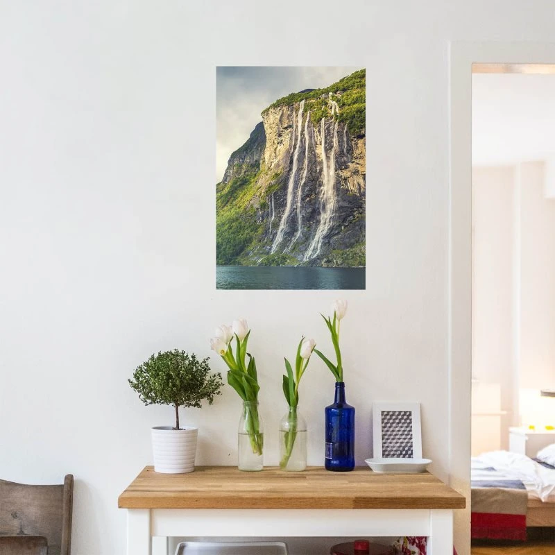 Poster 80x120cm Hochformat, Wasserfall Seven Sisters