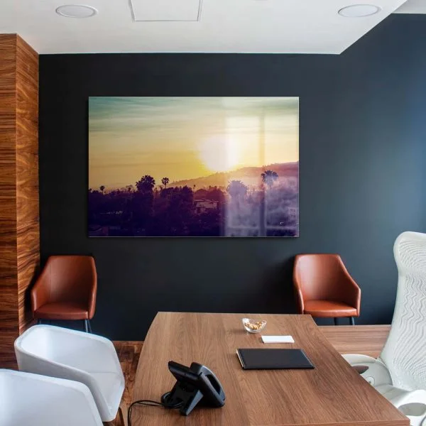 Skyline Los Angeles sunset als Acrylglasverbund Bild 110x50cm