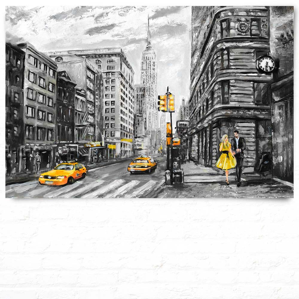 Poster 90x60cm groß, Skyline New York wie gemalt