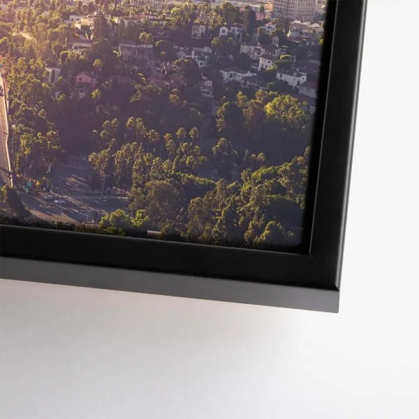 Skyline LA Panoramaview im schwarzen Bilderrahmen, 80x80cm