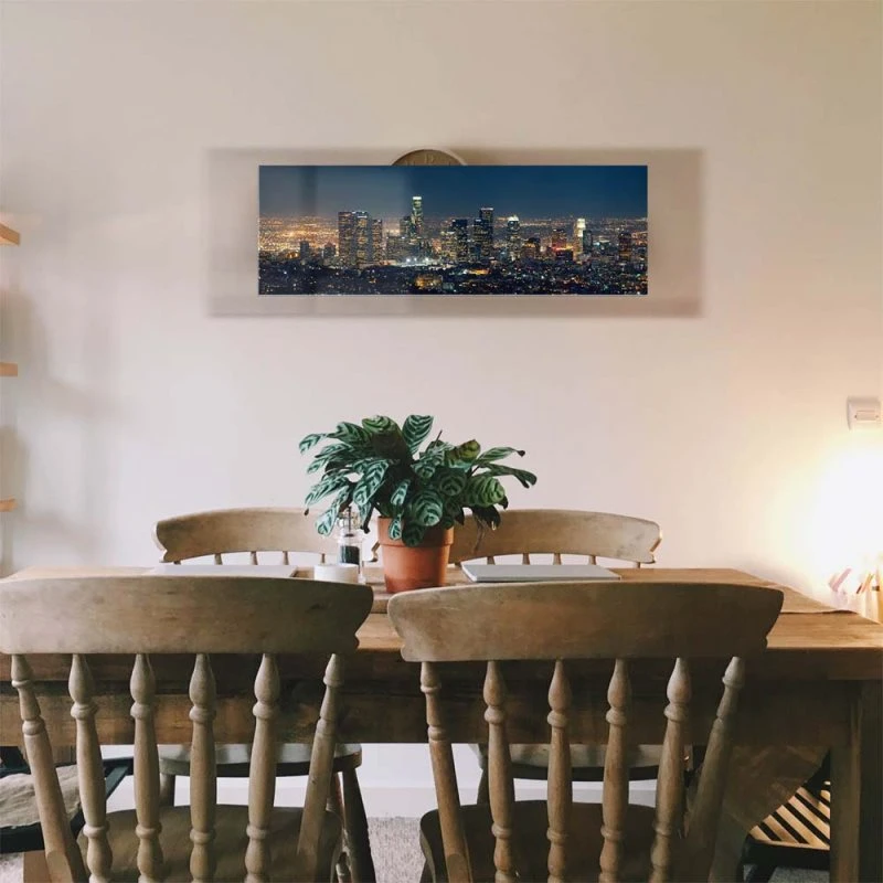 Skyline Los Angeles Nachts als Acrylglasverbund Bild 180x90cm