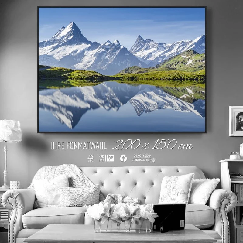 Berge & Gebirge Bachalpsee Schweiz im schwarzen Bilderrahmen, 200x150cm