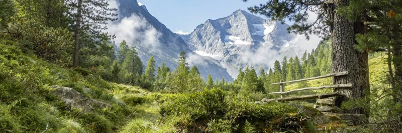 Berge & Gebirge Zillertal Tirol im schwarzen Bilderrahmen, 150x50cm