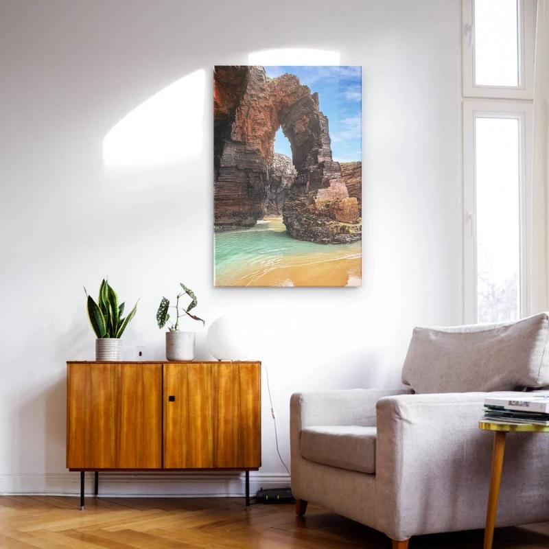 Strand & Meer im Hochformat, Playa de las Catedrales als Acrylglas Bild 40x60cm