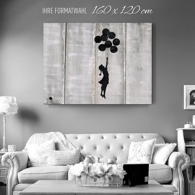 Alu-Dibond Bild XXL, Banksy Girl with ballons 160x120cm groß