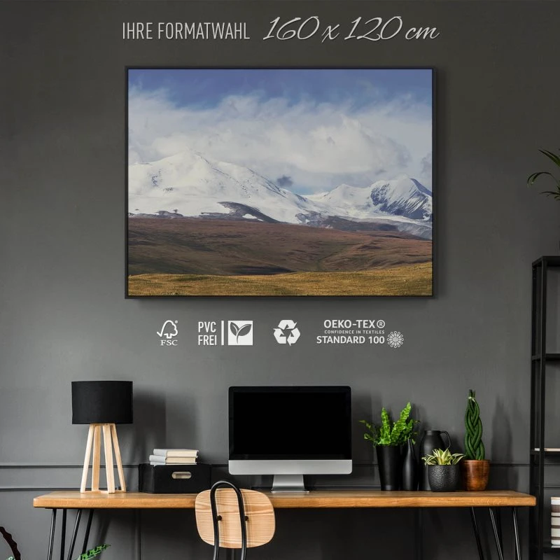 Berge & Gebirge Altai Ukok Russland im schwarzen Bilderrahmen, 160x120cm