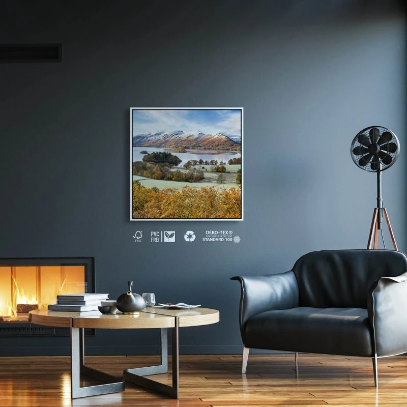 Berge & Gebirge Derwent Water England im weißen Bilderrahmen, 80x80cm