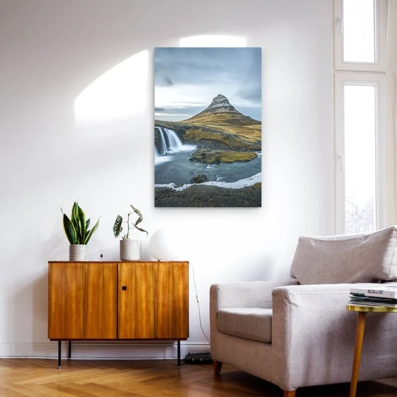 Poster 40x60cm im Hochformat, Berg Kirkjufell Wasserfall