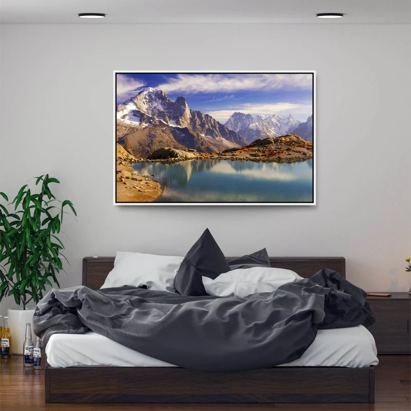 Berge & Gebirge Crystal Lakes Franz. Alpen im weißen Bilderrahmen, 200x150cm