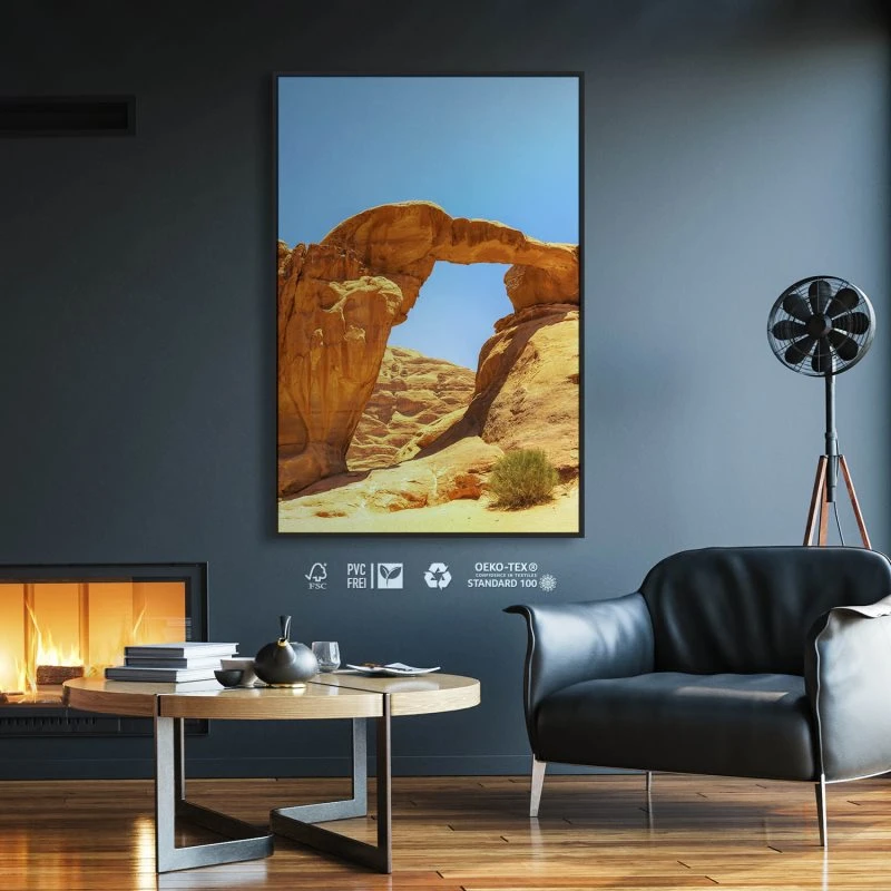 Berge & Gebirge Wadi Rum Wüste im Hochformat 60x90cm mit schwarzen Bilderrahmen