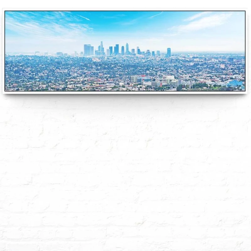 Skyline Los Angeles Panorama im weißen Bilderrahmen, 150x50cm