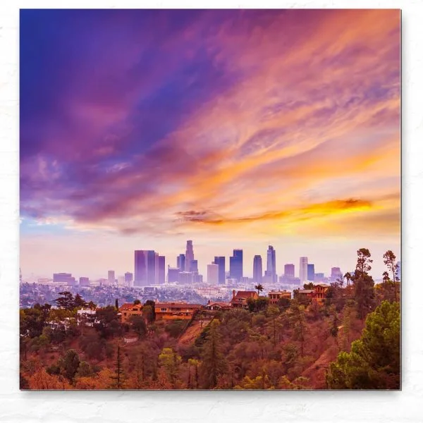 Skyline Los Angeles hills als Alu-Dibond Bild 50x50cm