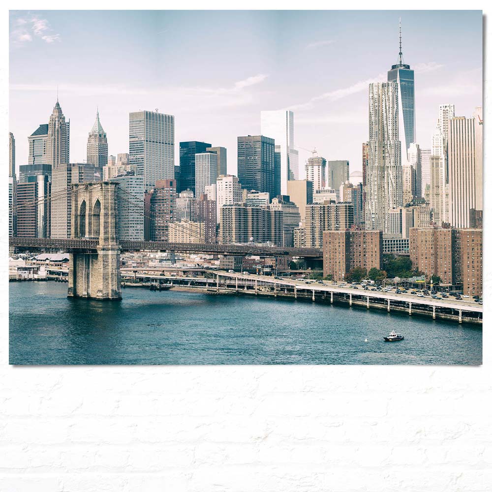 Poster NYC Manhatten mit Bridge Skyline, 100x75cm groß