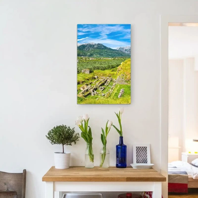 XXL Berge & Gebirge Alu-Dibond Bild im Hochformat 100x150cm, Motiv Griechenland Sparta