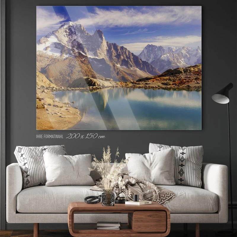 200x150cm großes Acrylglasbild, Berge & Gebirge Crystal Lakes Franz. Alpen