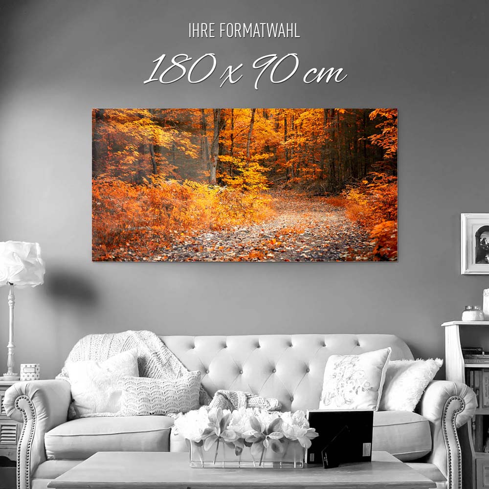 Wald & Bäume Herbst Wanderung II als Acrylglasverbund Bild 180x90cm
